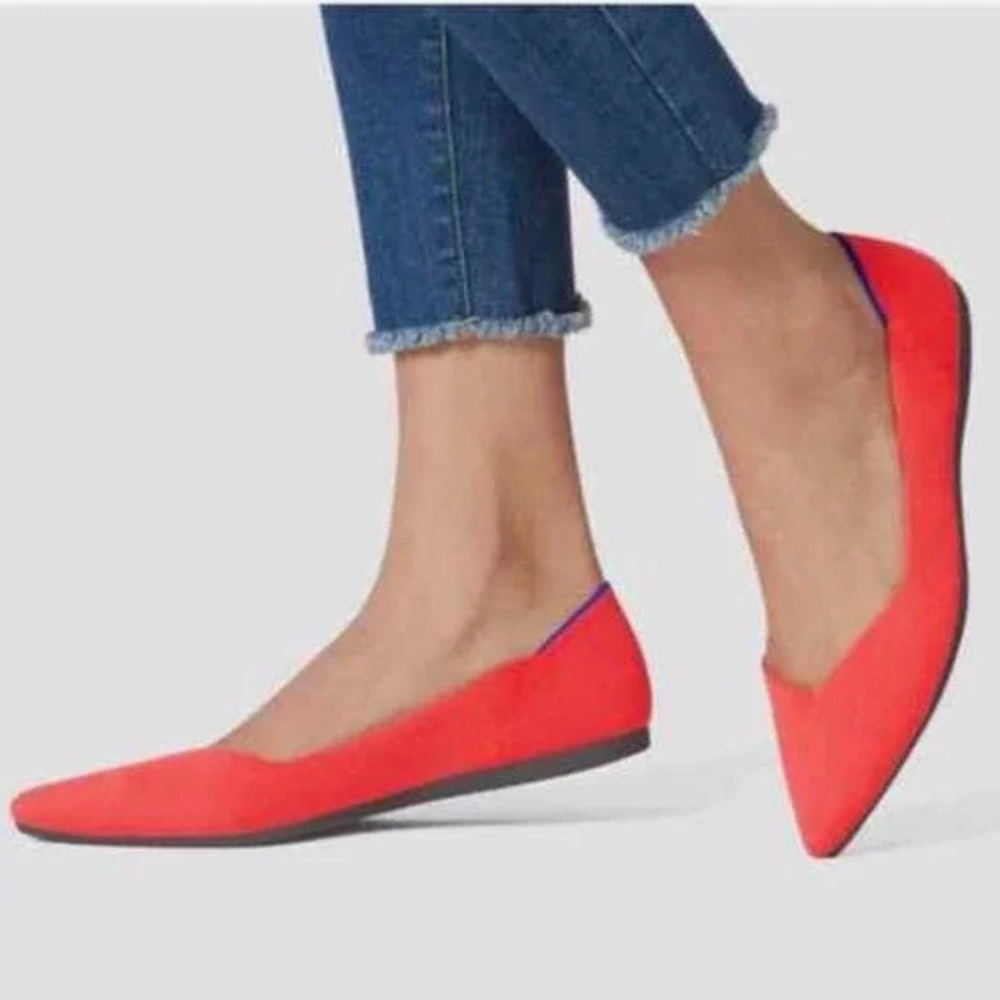 Rothy's Red Flats with Blue Trim